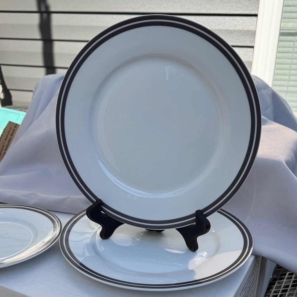 Guy Fieri Santa Rosa collection Salad(2) & Dinner Plates(4) with gray Trim